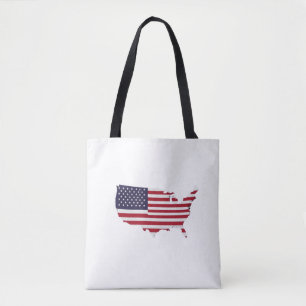 United States Map Filled with American Flag Tote Bag