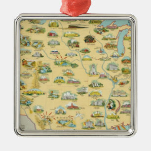 United States Map Metal Tree Decoration