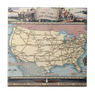 United States Map Ship the Skyway via Air Express Ceramic Tile