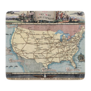 United States Map Ship the Skyway via Air Express Cutting Board