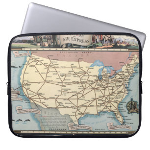 United States Map Ship the Skyway via Air Express Laptop Sleeve