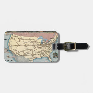 United States Map Ship the Skyway via Air Express Luggage Tag