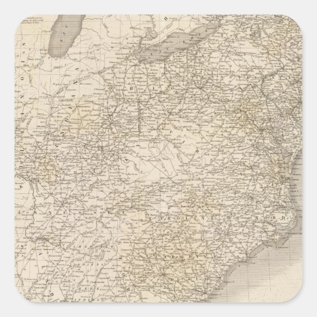 United States Map showing settlements Square Sticker (Front)
