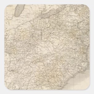 United States Map showing settlements Square Sticker
