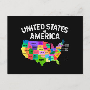 United States Map T-shirt US travel gift Enclosure Card