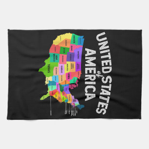 United States Map T-shirt US travel gift Tea Towel