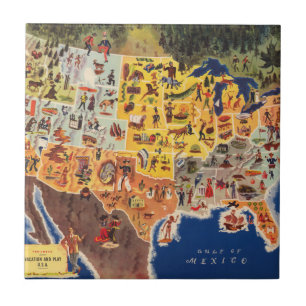 United States Map - Vacation and Play Ceramic Tile
