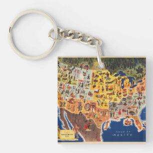 United States Map - Vacation and Play Key Ring
