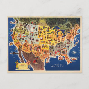 United States Map - Vacation and Play Postcard