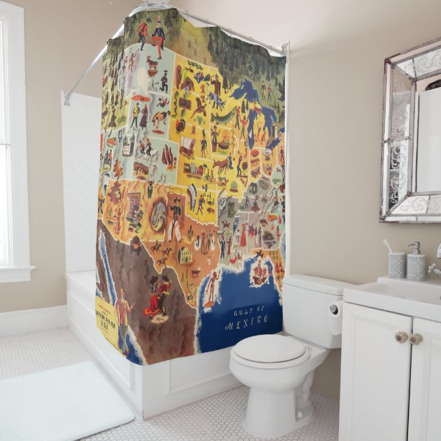 United States Map - Vacation and Play Shower Curtain (In Situ)