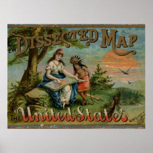 United States Map , Vintage Poster