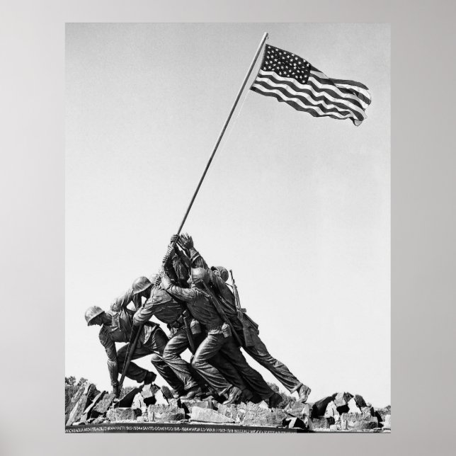 United States Marine Corps Flag Raising Poster (Front)