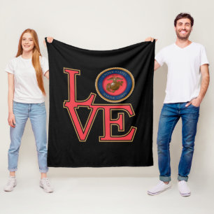 United States Marine Corps Love Fleece Blanket