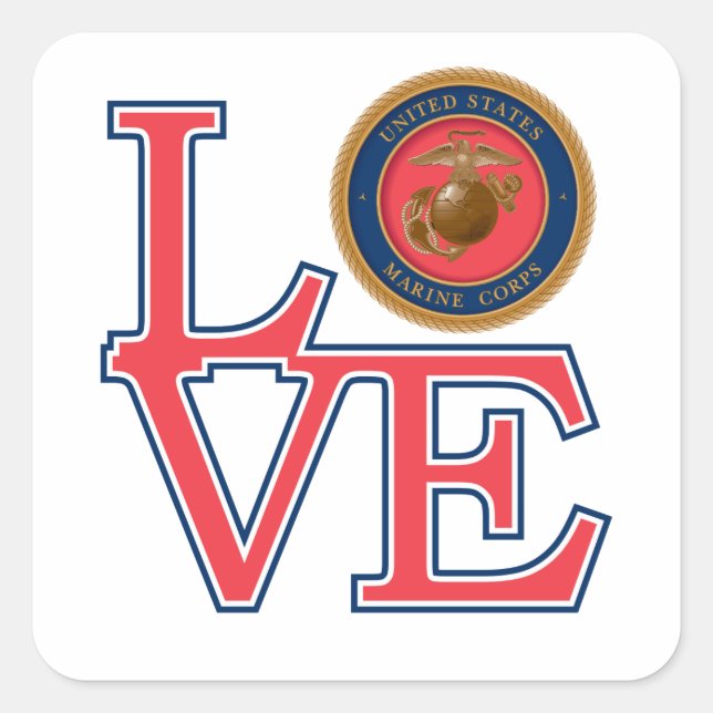 United States Marine Corps Love Square Sticker (Front)