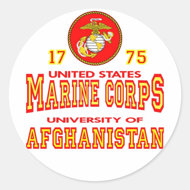 United States Marine Corps University Afghanistan Classic Round Sticker (Front)