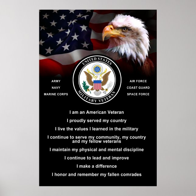United States Military VETERAN Creed Poster (Front)