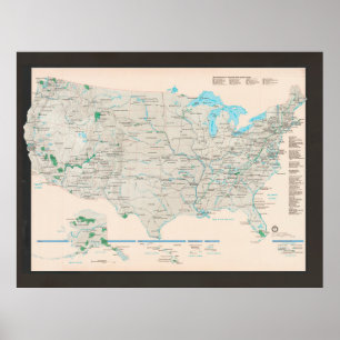 United States National Parks Map (2000) Vintage US Poster