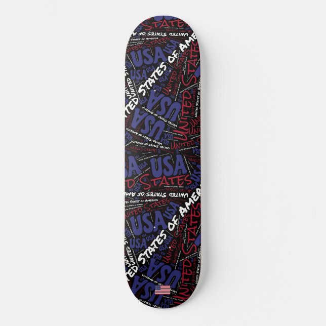 United States National Pride Wordcloud Skateboard (Front)