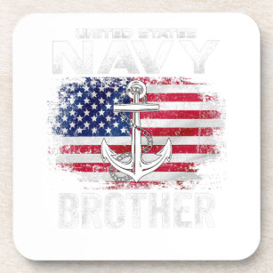 United States Navy Brother With American Flag Gift Coaster