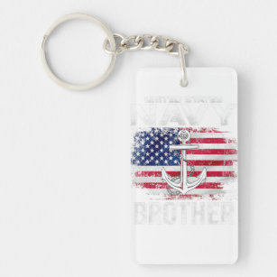 United States Navy Brother With American Flag Gift Key Ring