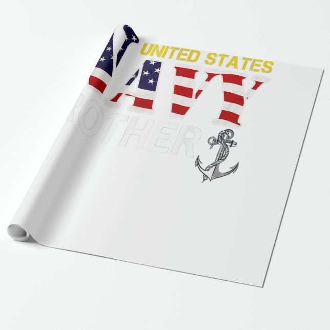 United States Navy Brother With American Flag Gift Wrapping Paper (Unrolled)