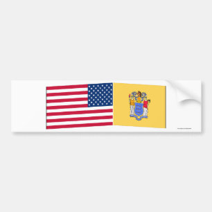 United States & New Jersey Flags Bumper Sticker