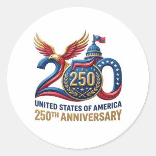 UNITED STATES OF AMERICA 250TH ANNIVERSARY CLASSIC ROUND STICKER