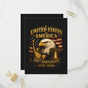 United States of America 250th Anniversary Eagle Invitation Postcard