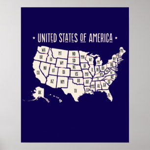 United States of America Art Wall  Poster