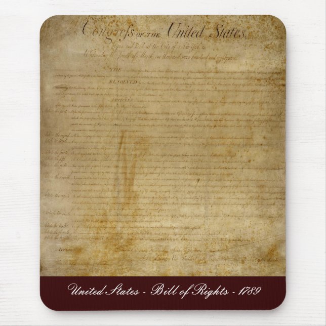 United States of America Bill of Rights Mouse Pad (Front)