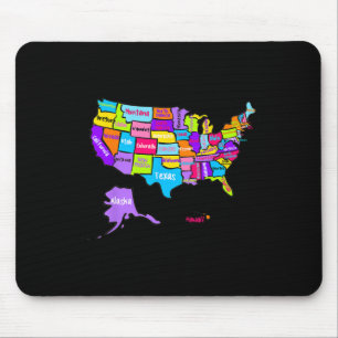United States Of America Colourful Map With State Mouse Pad