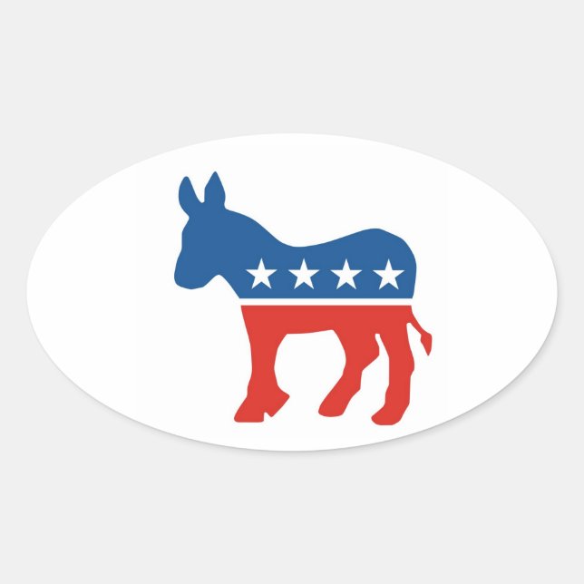 united states of america democrat party donkey usa oval sticker (Front)