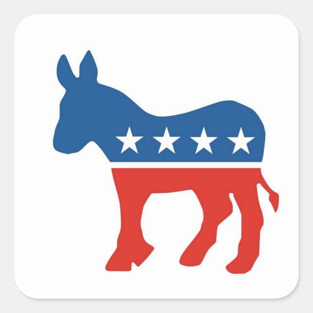 united states of america democrat party donkey usa square sticker (Front)
