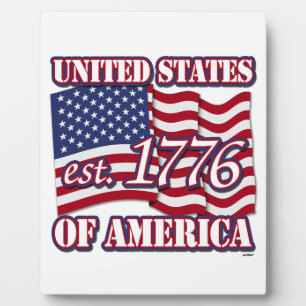 United States Of America est 1776 with USA Flag Plaque