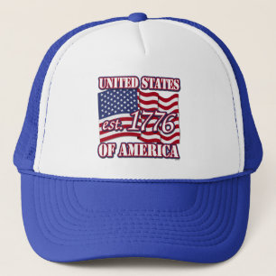United States Of America est 1776 with USA Flag Trucker Hat