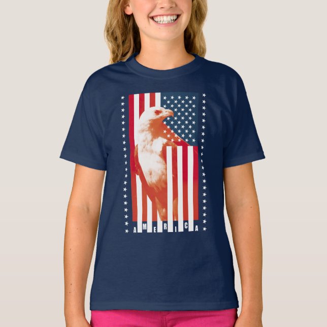 United States Of America Flag and eagle T-Shirt (Front)