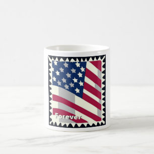 UNITED STATES OF AMERICA FLAG FOREVER STAMP COFFEE MUG