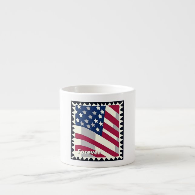 UNITED STATES OF AMERICA FLAG FOREVER STAMP ESPRESSO CUP (Front)