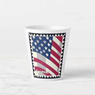 UNITED STATES OF AMERICA FLAG FOREVER STAMP LATTE MUG