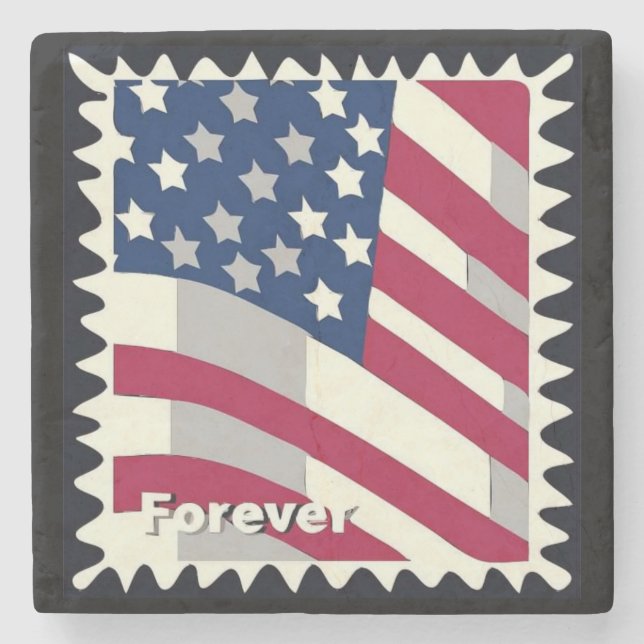 UNITED STATES OF AMERICA FLAG FOREVER STAMP STONE COASTER (Front)