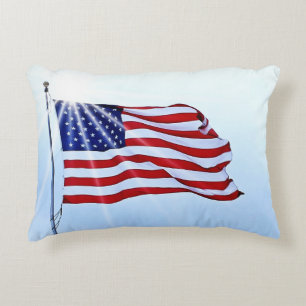 United States of America flag in the wind Decorative Cushion