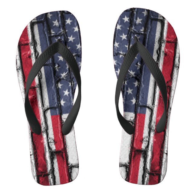 United States of America Flag old Grunge Thongs (Footbed)