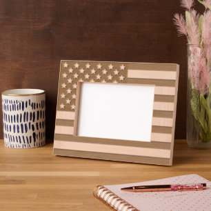 United States of America flag patriotic landscape Etched Frames