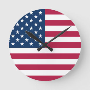 United States of America flag patriotic Round Clock