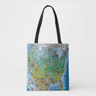 United States of America Fun Map Poster Tote Bag