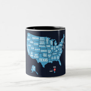 United States Of America Map Address Marker Two-Tone Coffee Mug