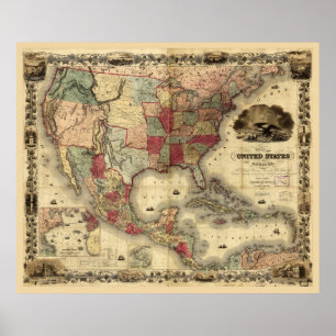 United States of America Map by G. Colton (1850) Poster