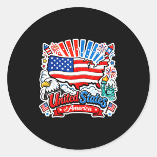 United states of america patriotic graphic, usa ma classic round sticker