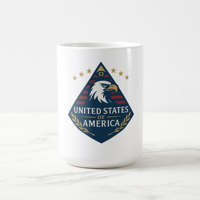 United States of America Pyramid Eagle Emblem Coffee Mug (Center)