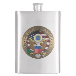 United States of America Seal - God Bless America Hip Flask